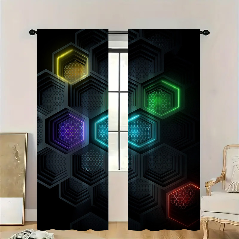 Tech Office Youtube - Tende geometriche moderne da 2 pezzi
